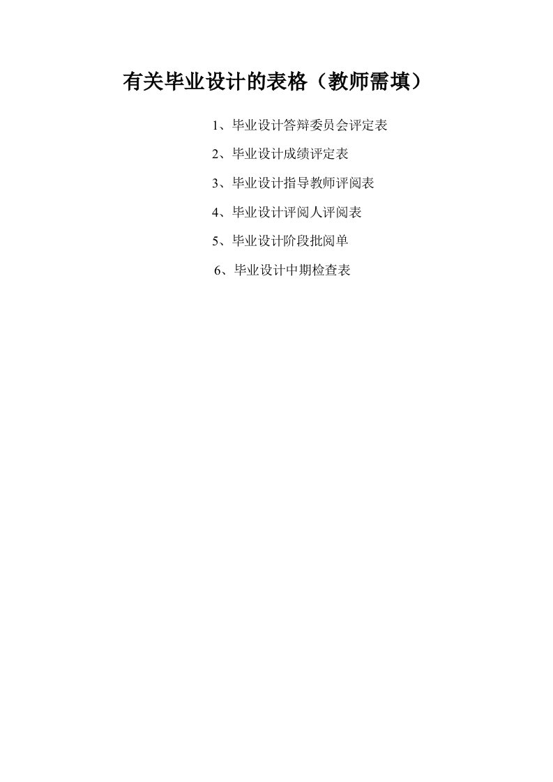 有关毕业设计的表格（教师需填）